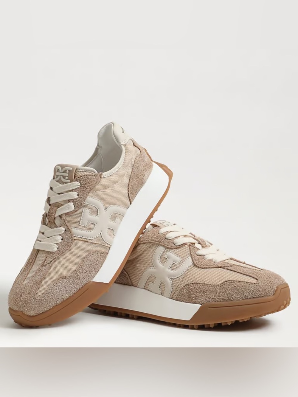 SAM EDELMAN LANGLEY SNEAKERS IN TAN MESH SUEDE 7